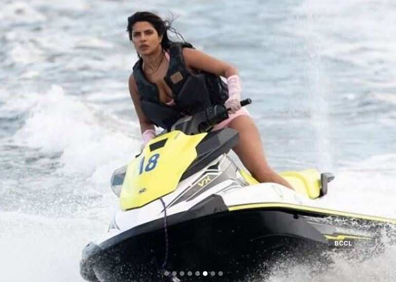 Priyanka Chopra rides water scooter in pink bikini, enjoys vacations with Nick Jonas and her family in Miami