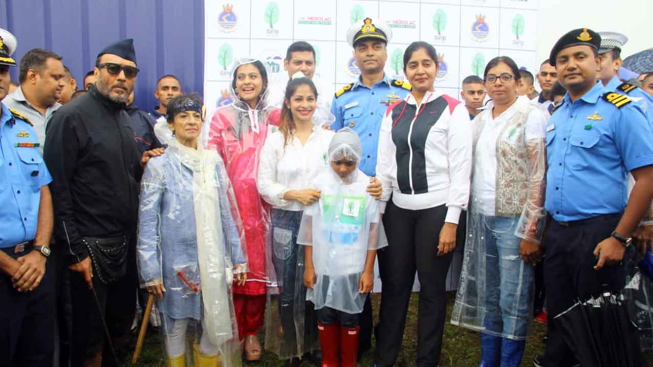 Kajol, Jackie Shroff participate in tree plantation drive in Mumbai’s Lonavala