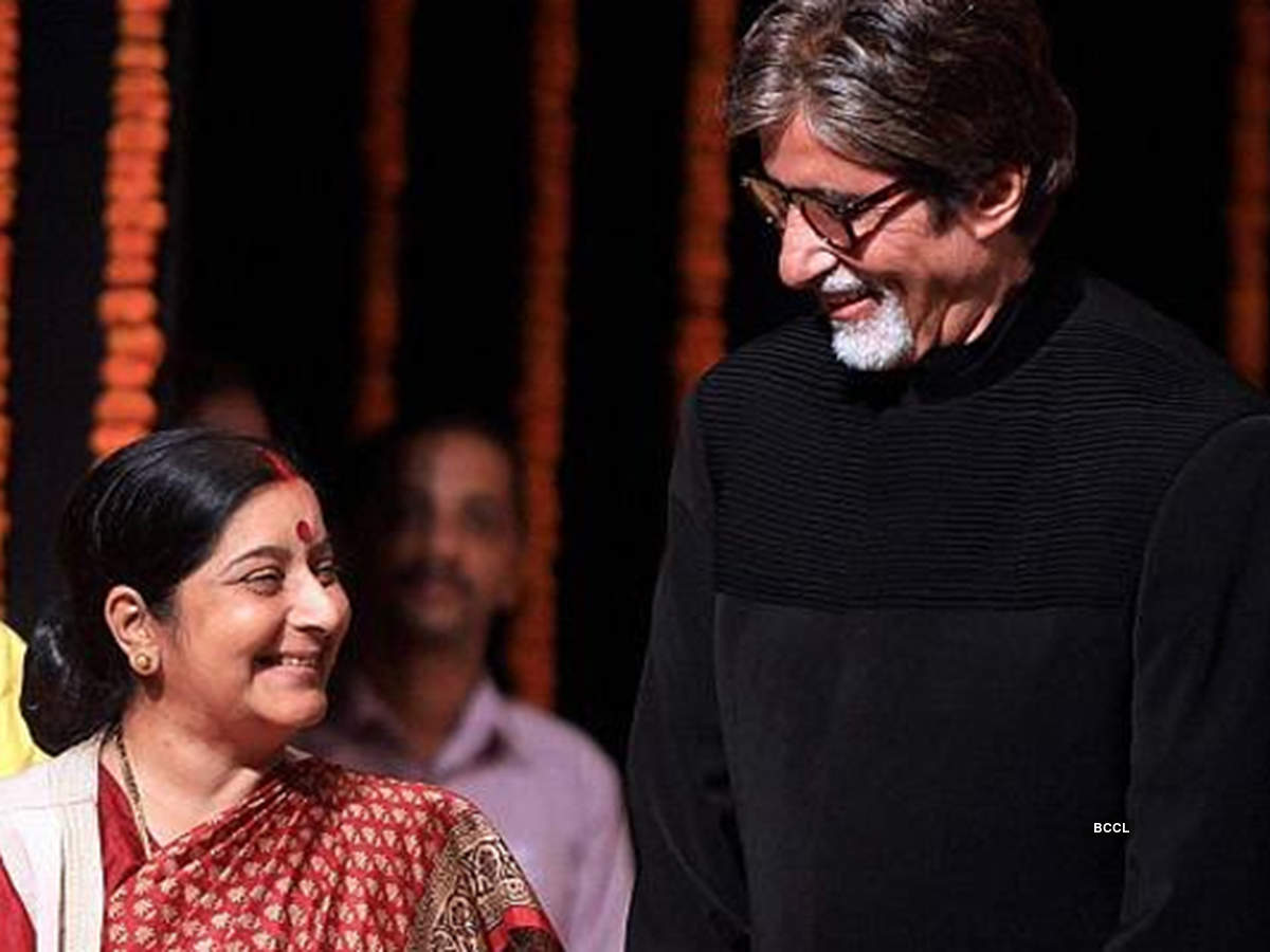 Sushma Swaraj’s golden moments with Big B, Sridevi, Dilip Kumar & others