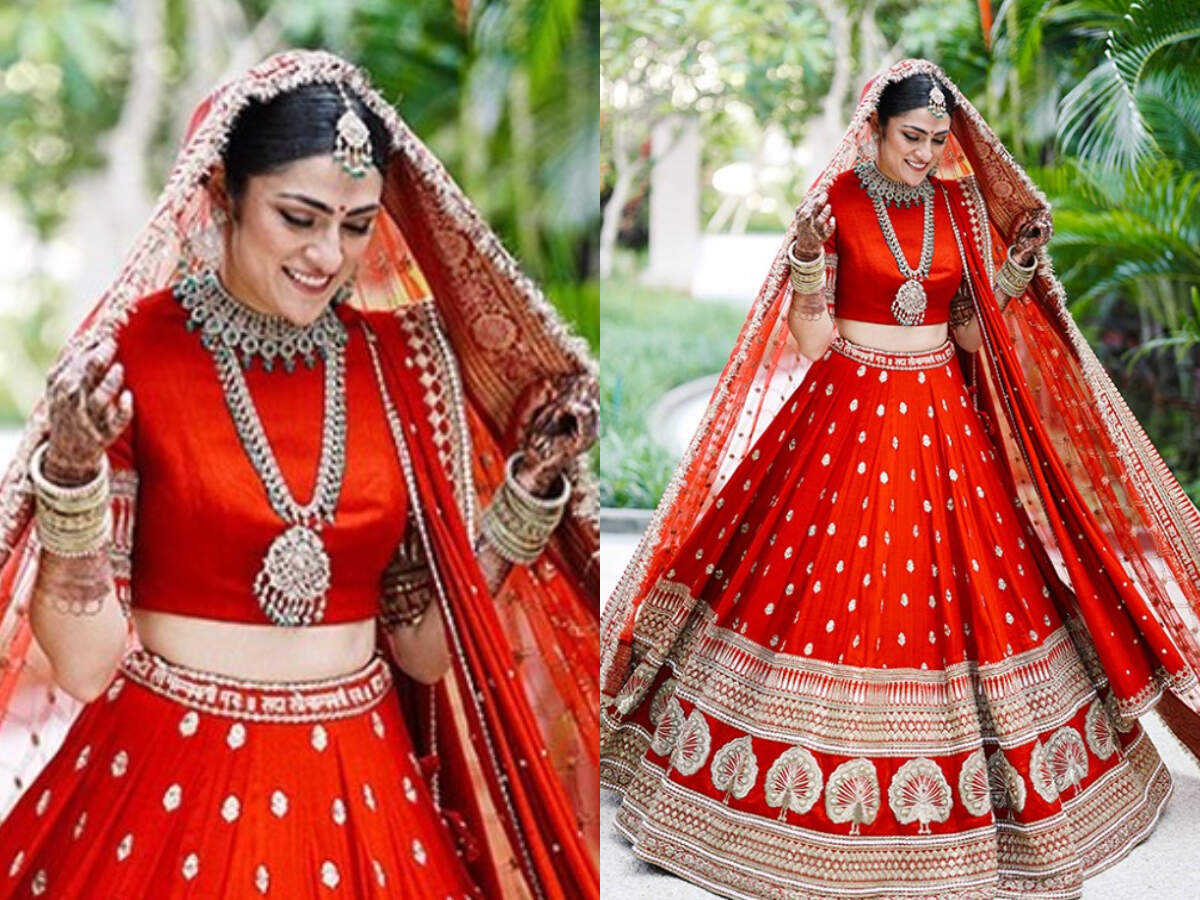 red wedding suit for bride