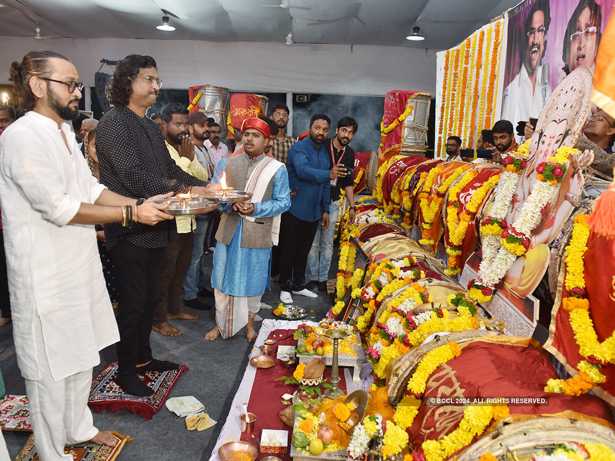 Music director Ajay-Atul perform Vadya Puja in Pune