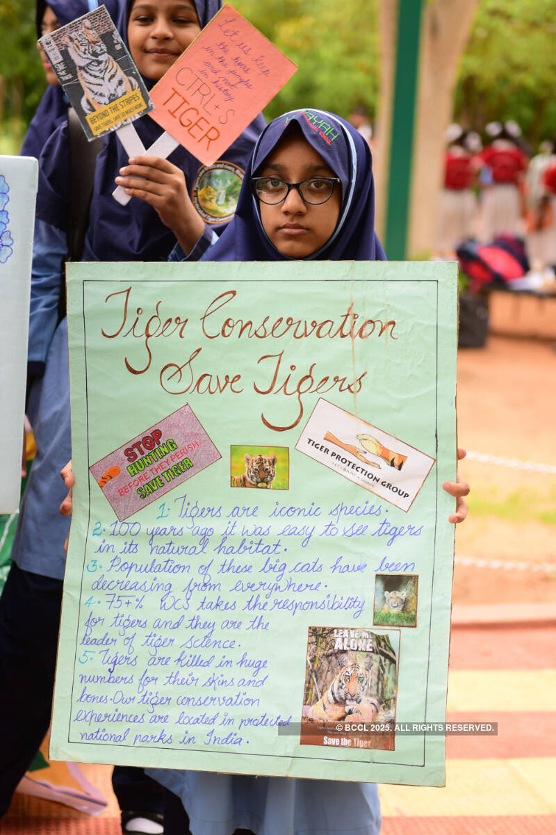 School kids celebrate Global Tiger Day