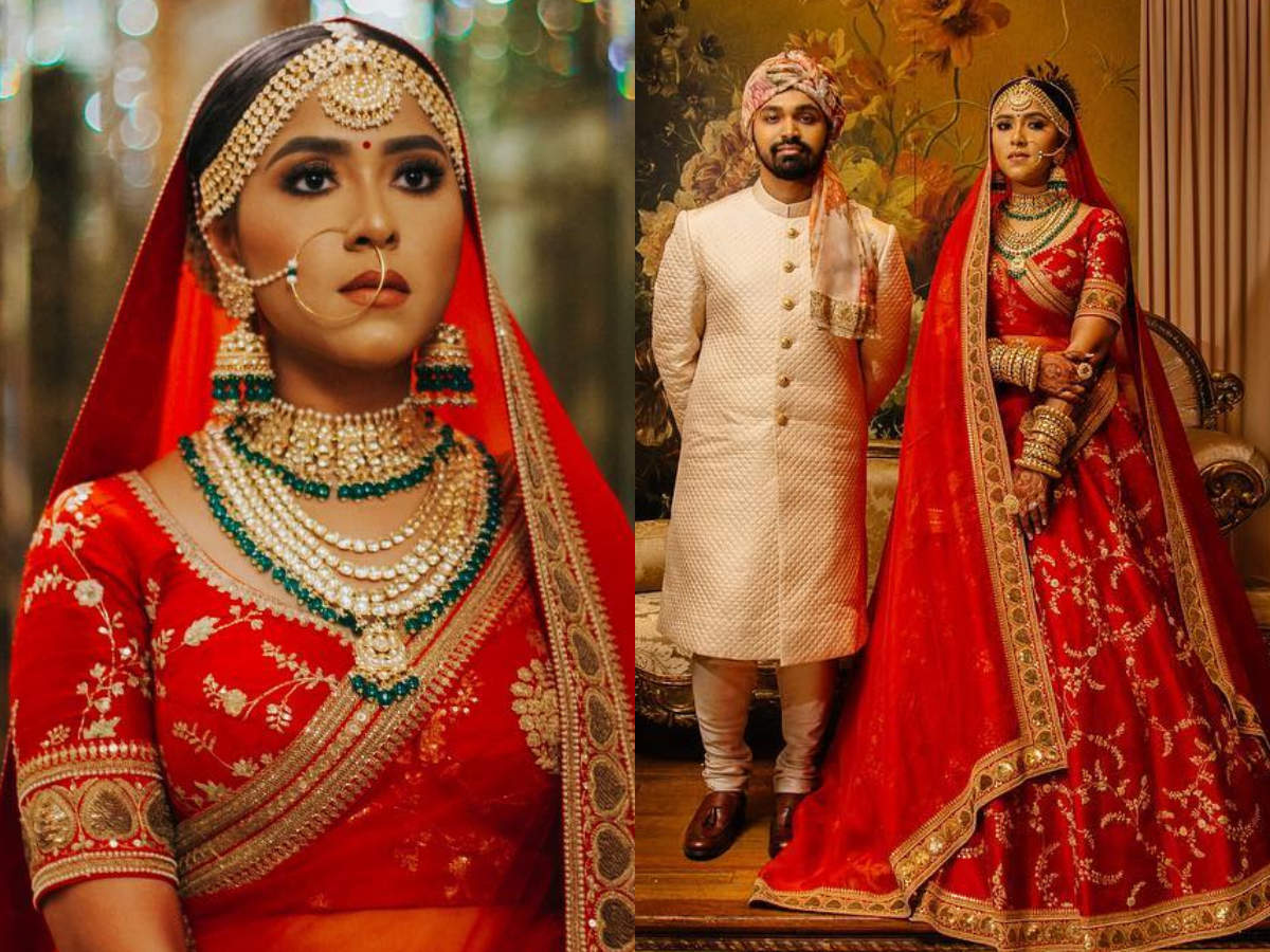 This bride wore the most gorgeous RED Sabyasachi lehenga for her ...