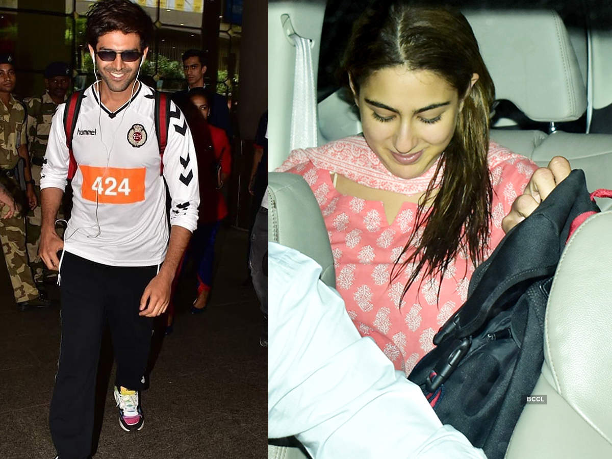 Viral pictures of blushing Sara Ali Khan as she receives BF Kartik Aaryan at airport…