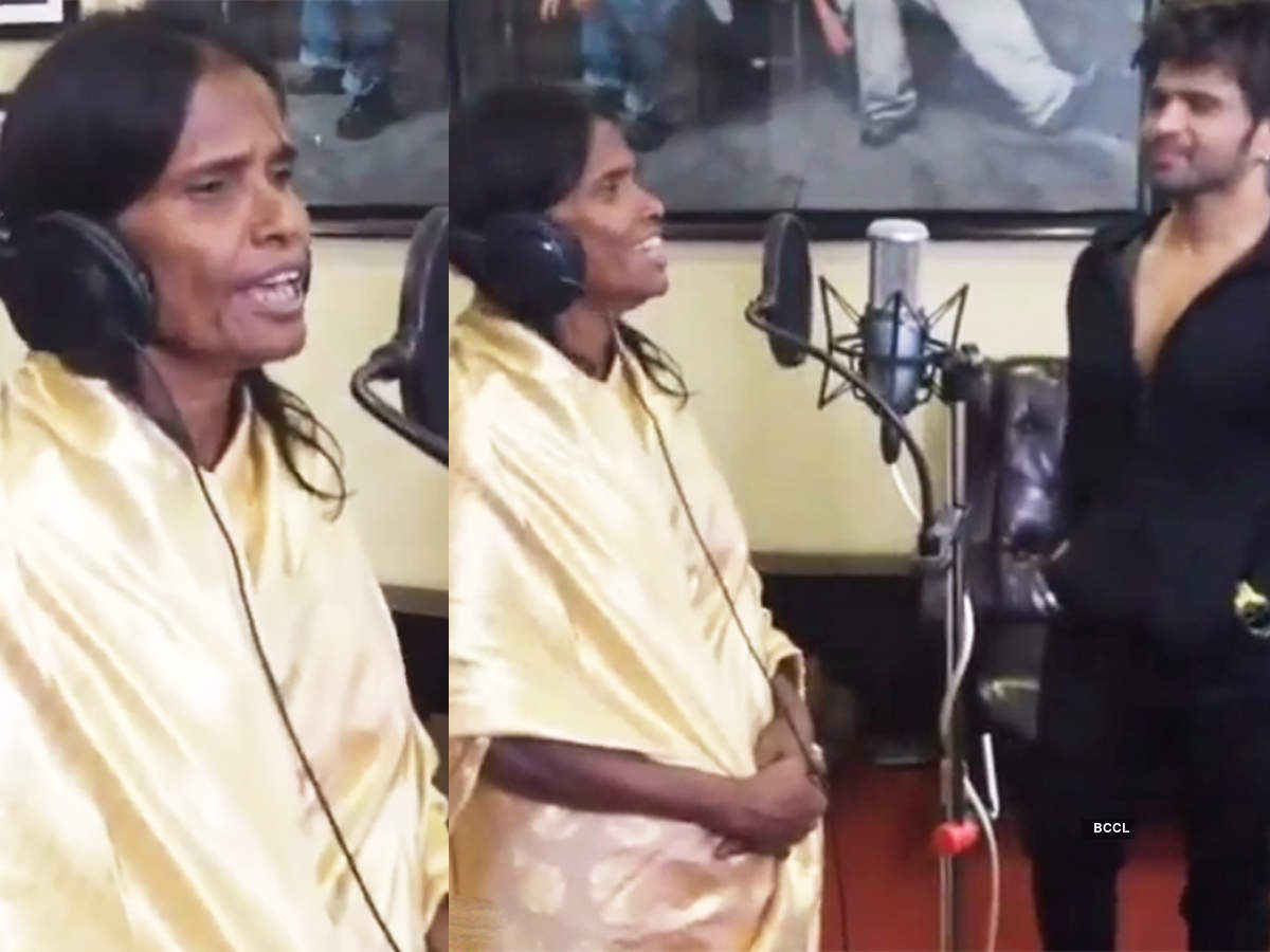 Pictures of overnight sensation Ranu Mondal recording her first song go viral…