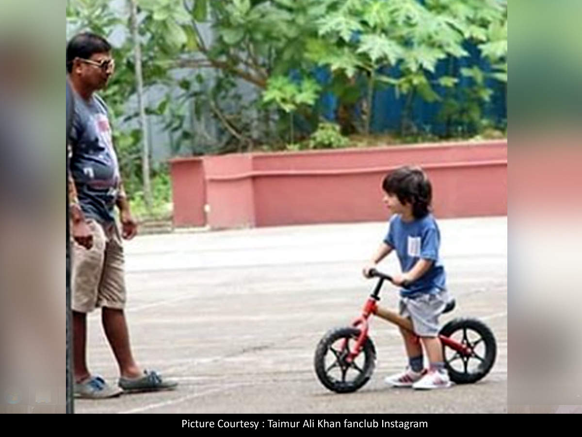 Cuteness alert! Taimur Ali Khan enjoys a bicycle ride in the city