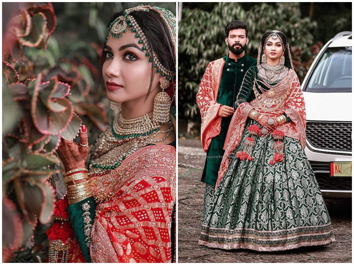 red lehenga matching sherwani