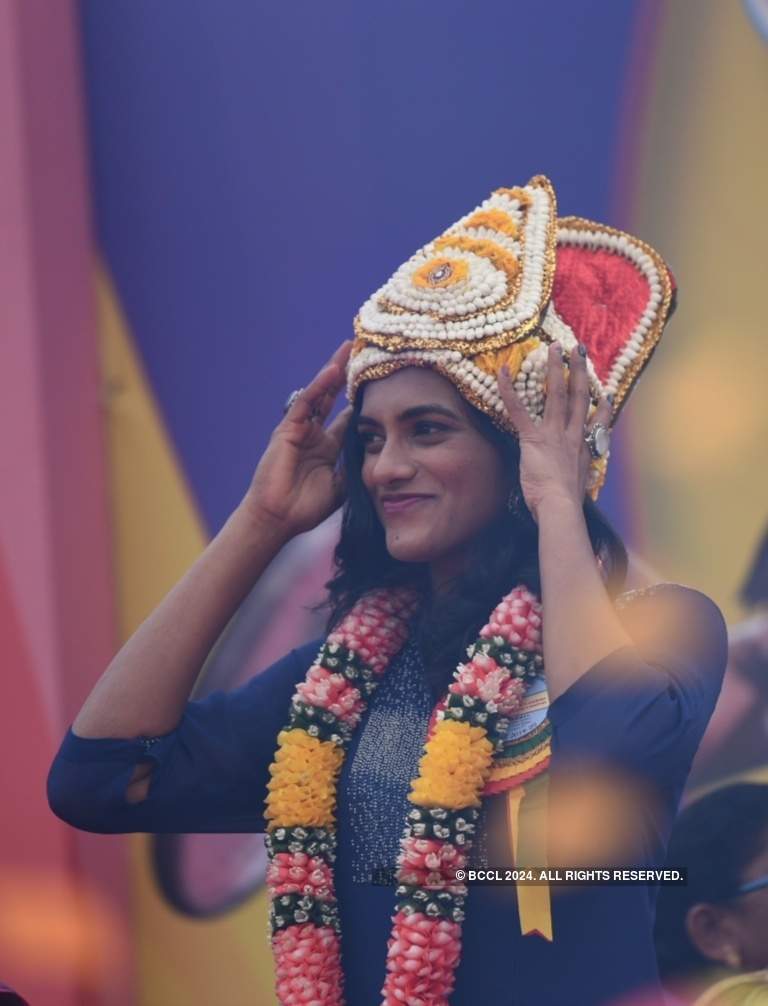 Spectacular pictures from PV Sindhu's felicitation ceremonies