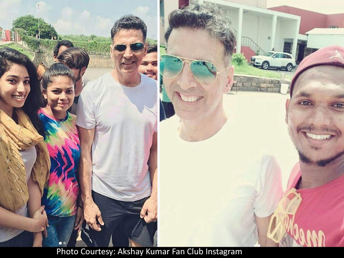 Photos Akshay Kumar Takes Time Out From Sooryavanshi Shoot In Hyderabad To Meet His Fans