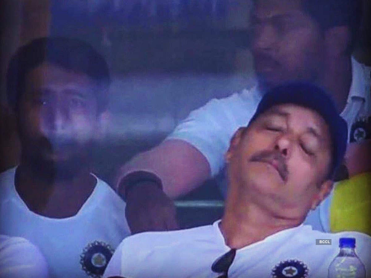 Ravi Shastri gets trolled for taking a nap during Ranchi Test