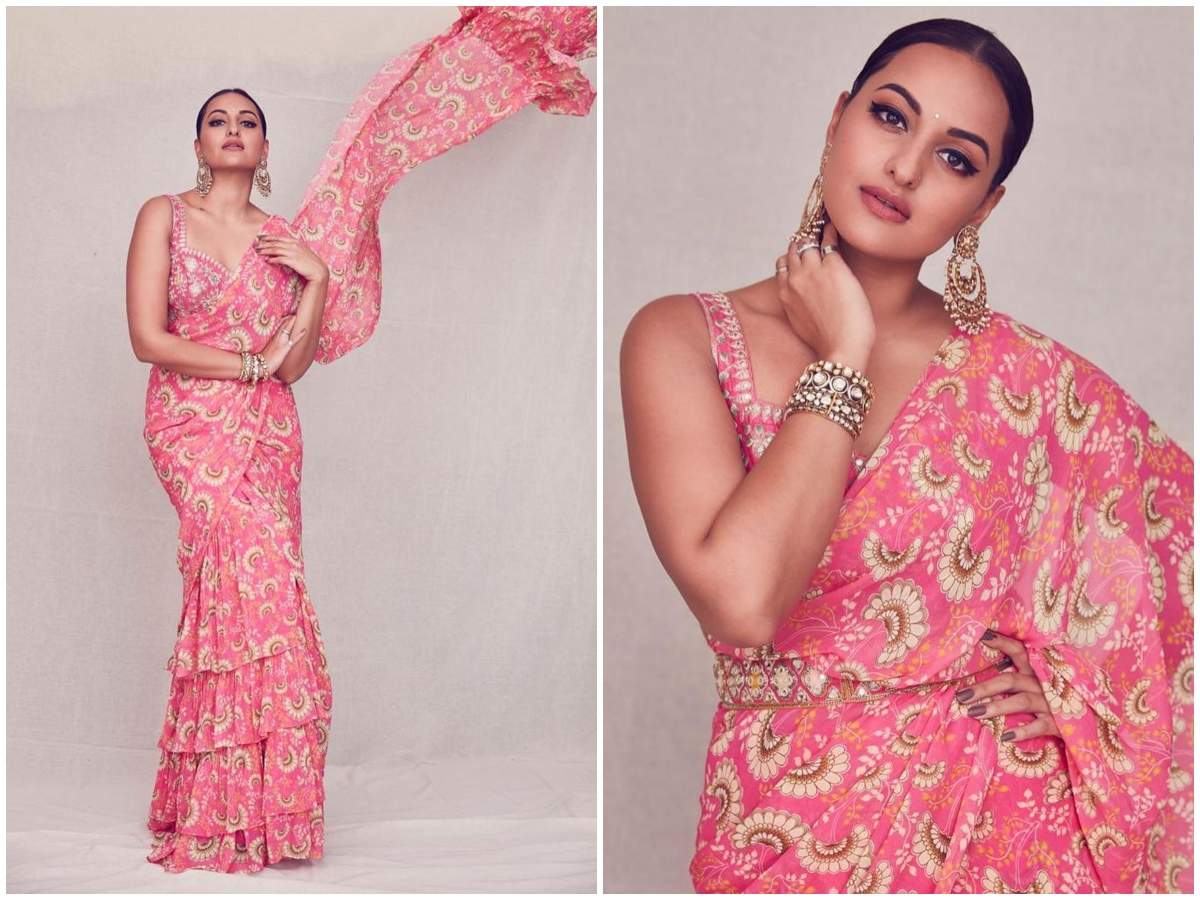 Sonakshi Sinha gives festive vibes in this stunning ruffled saree