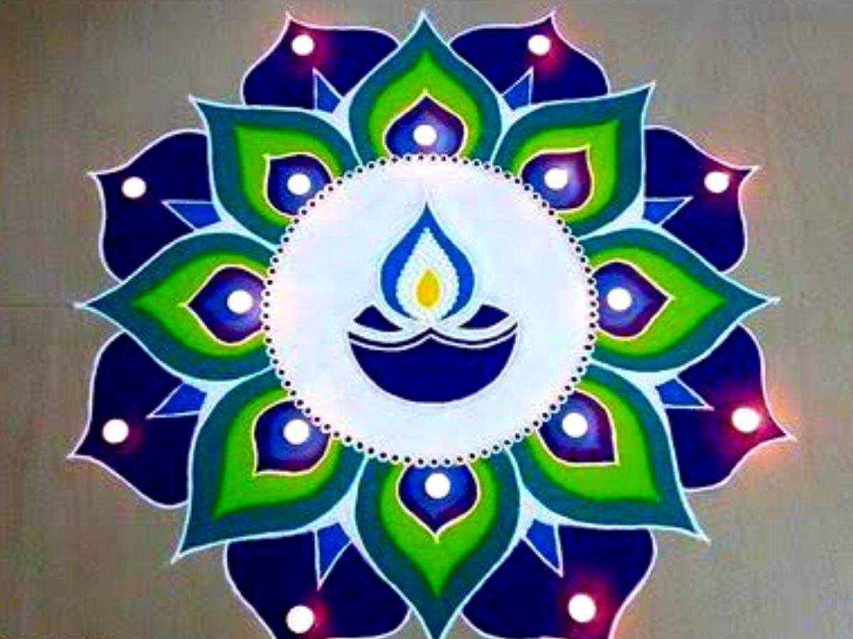 new rangoli photo simple and beautiful with dots for diwali