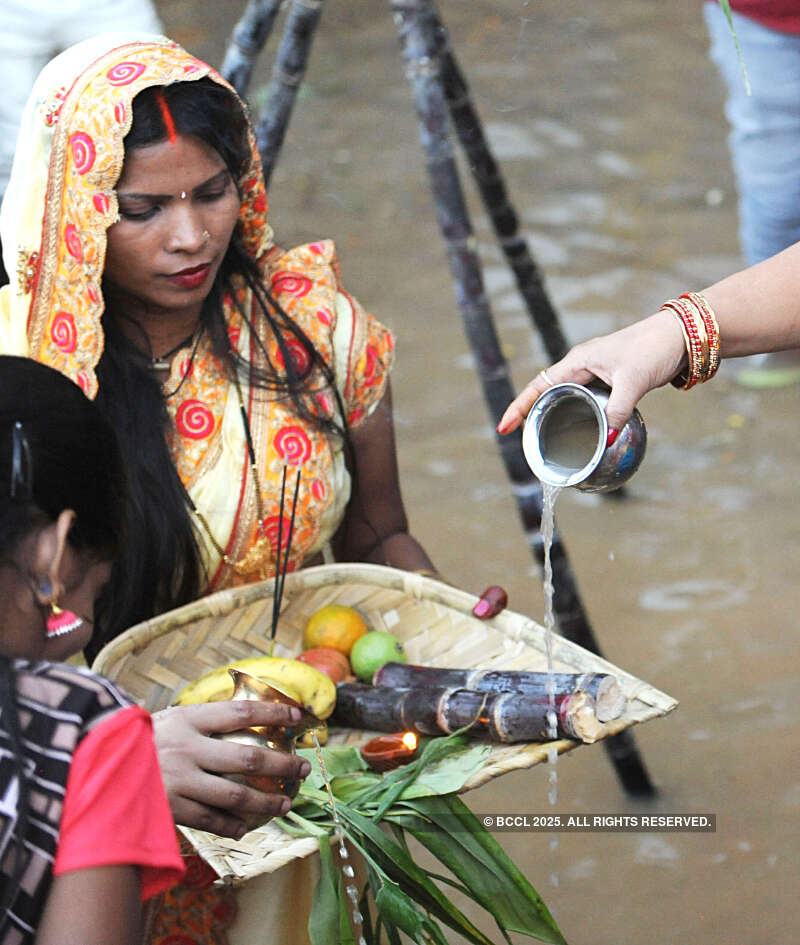 Ddevotees gathered at Hebbal Lake to celebrate Chhath Puja