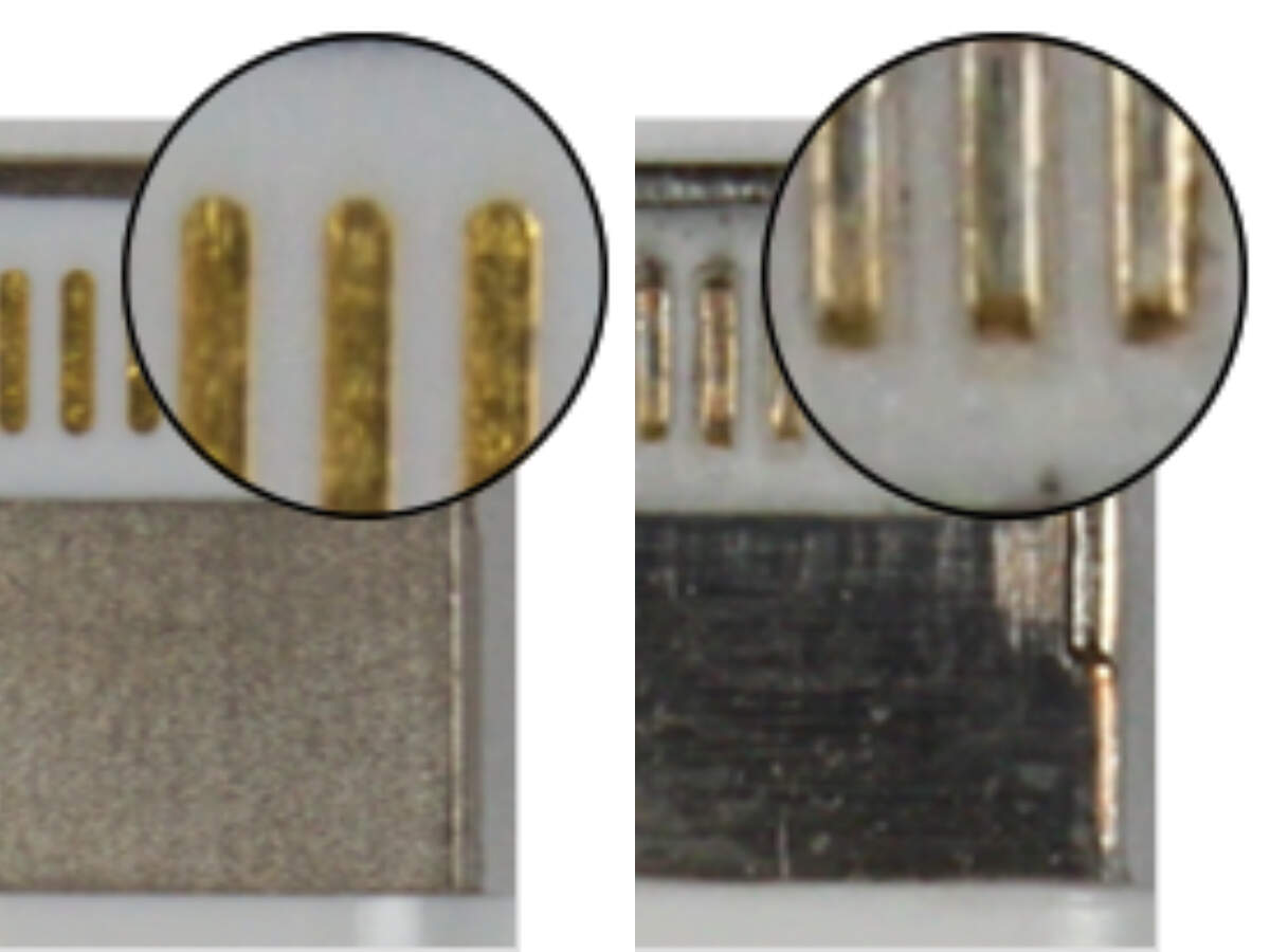 Contact points on genuine cables are always gold-plated