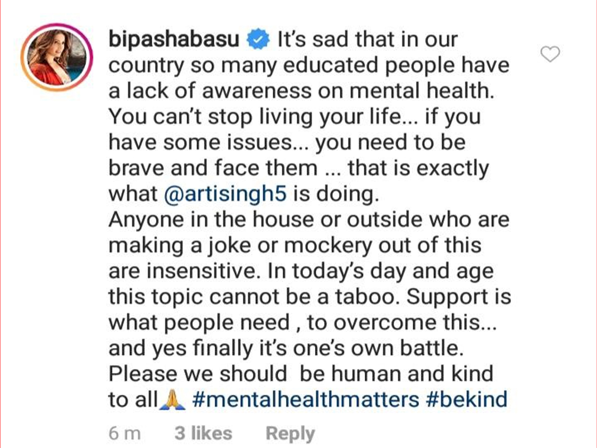 Bipasha Basu Comes Out In Support Of Bigg Boss 13 Contestant Arti Singh Blasts Inmates For Making A Mockery Of Mental Health Times Of India