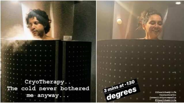 Farhan-Shibani cryotherapy Instagram