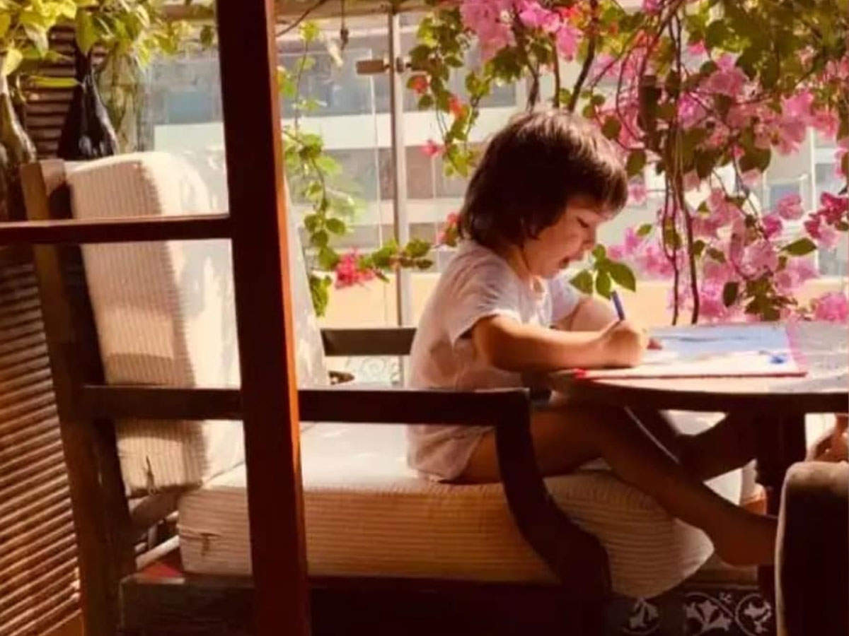 ​Photo of Taimur Ali Khan spending his evening colouring a book looks straight out of a movie
