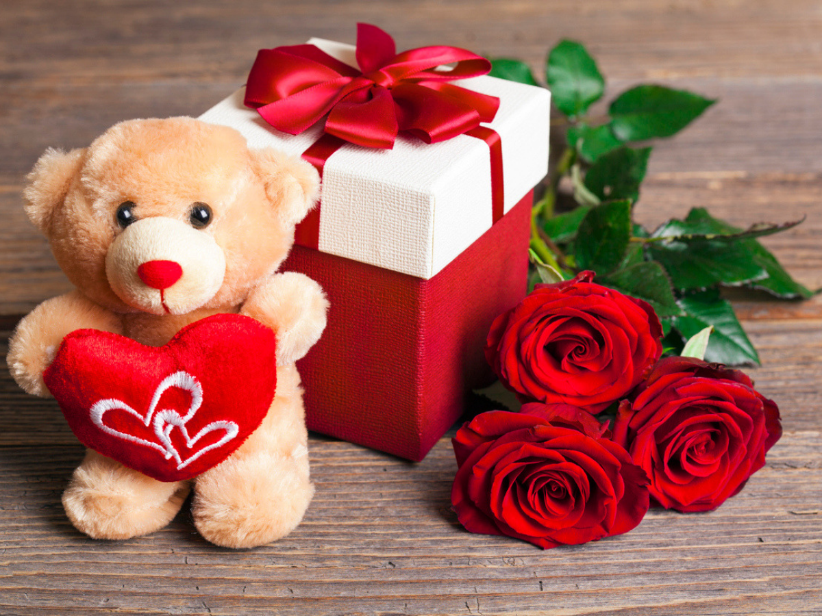 happy teddy day red