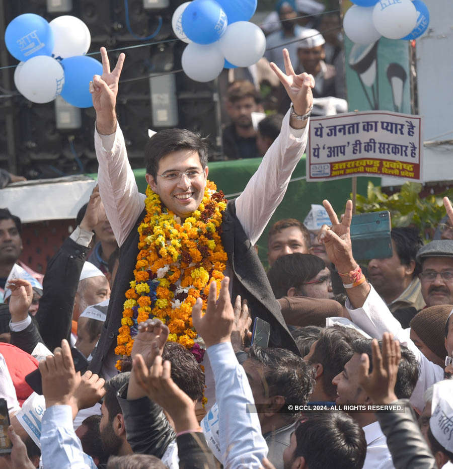 In pics: Celebration fervour grips AAP workers