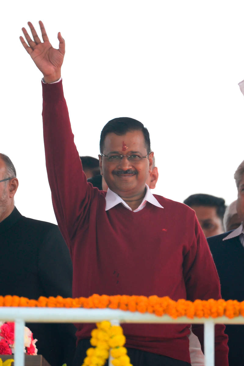 Pictures from Delhi chief minister Arvind Kejriwal’s swearing-in ceremony