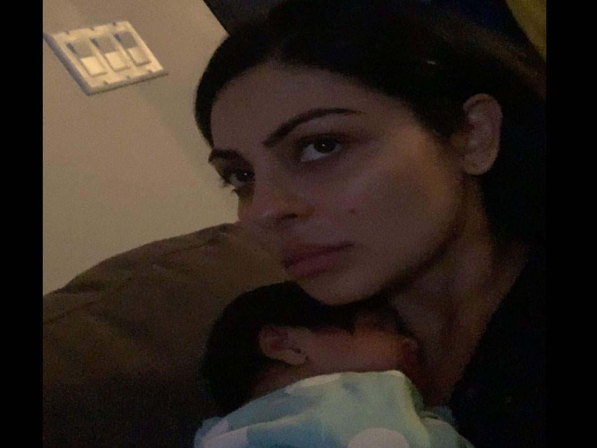​Here’s another cute picture of Neeru Bajwa with one of her newborn twin girls