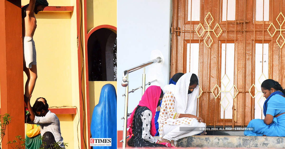Pictures of sad devotees sitting outside closed churches amid Coronavirus lockdown