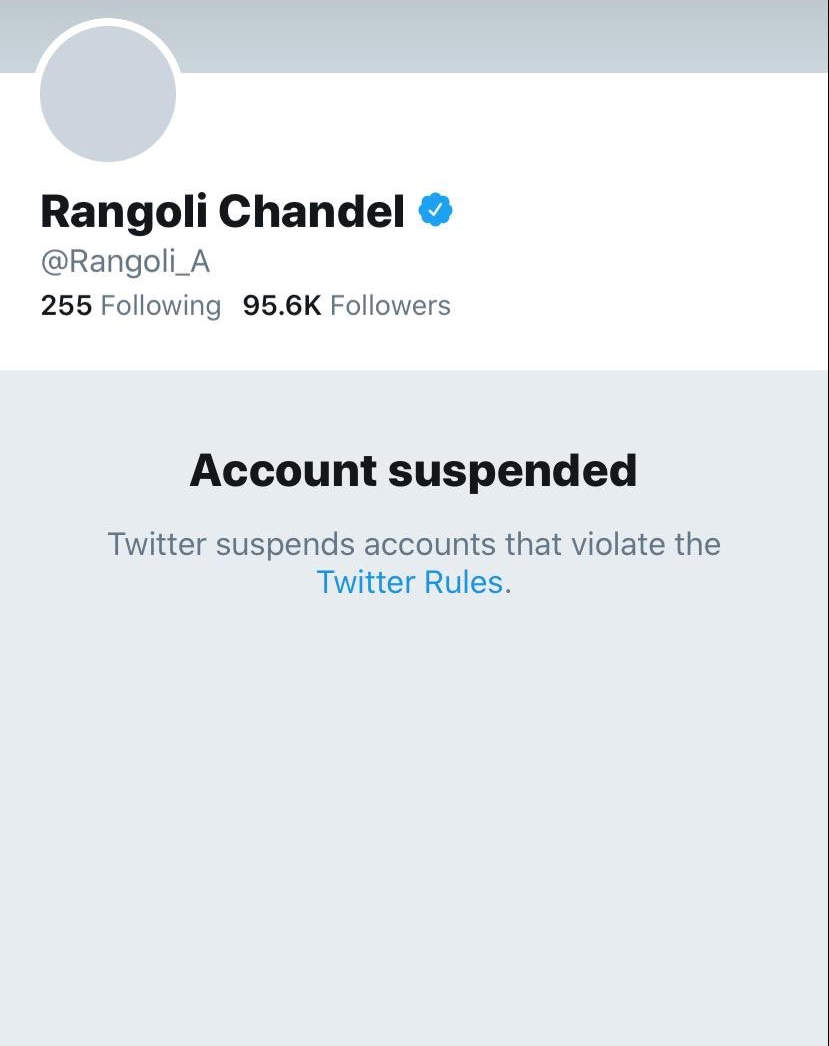 Kangana Ranaut S Sister Rangoli Chandel S Twitter Account