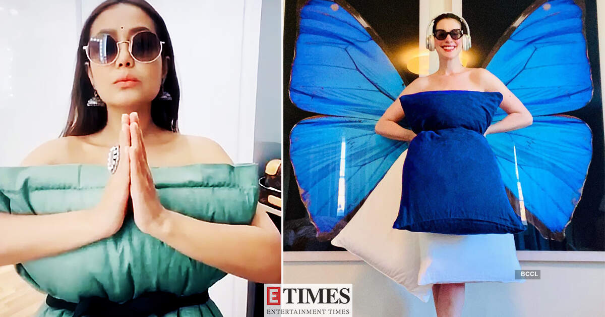 Neha Kakkar and Anne Hathaway's pictures have raised the bar for quarantine 'pillow challenge'
