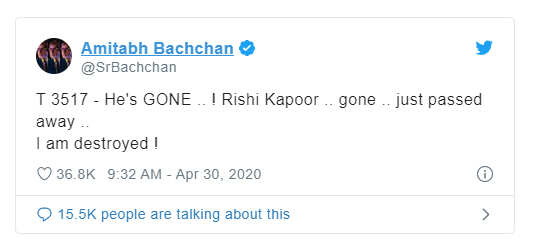 Rishi Kapoor Death News & Update