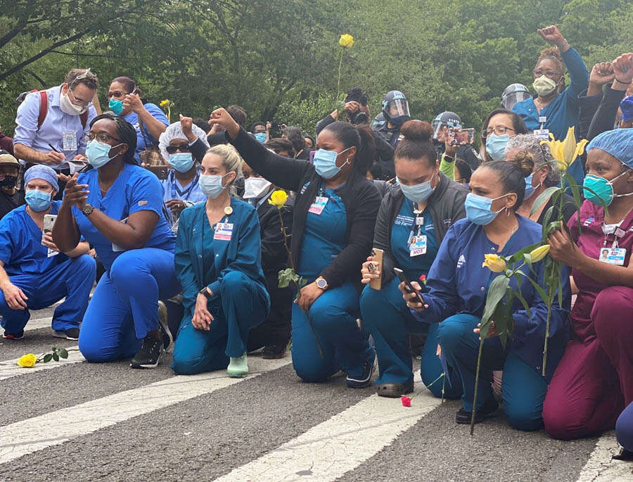 America: Healthcare workers protest against racism