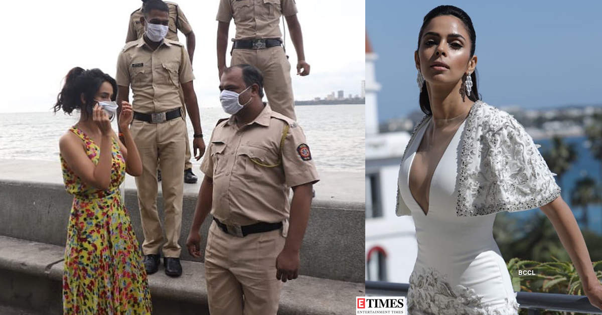 Mallika Sherawat's new picture with Mumbai Police personnel at Marine Drive makes fans curious