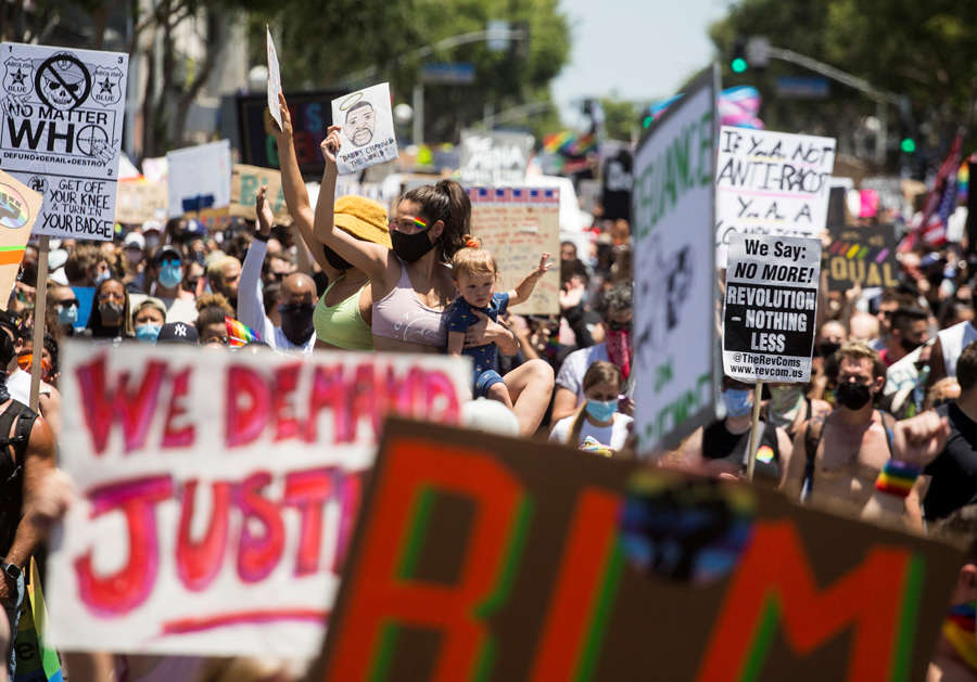 Thousands join protest rally against racism in Los Angeles
