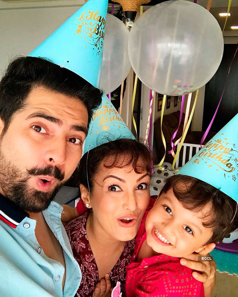 Karan and Nisha celebrate their son Kavish's third birthday party