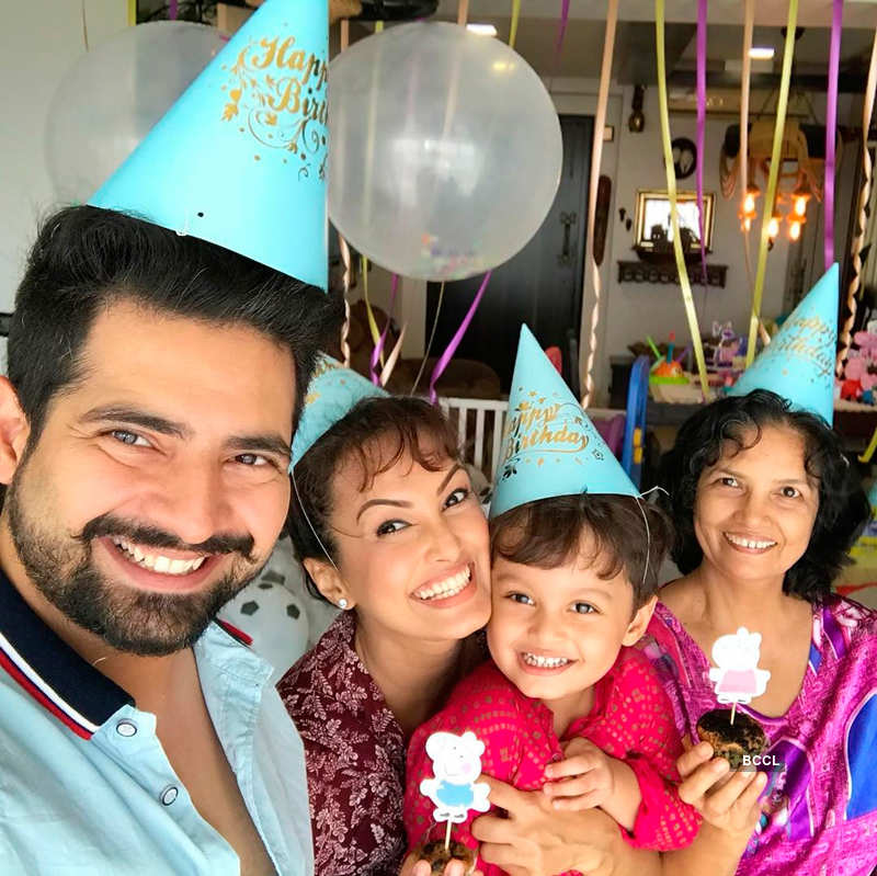 Karan and Nisha celebrate their son Kavish's third birthday party