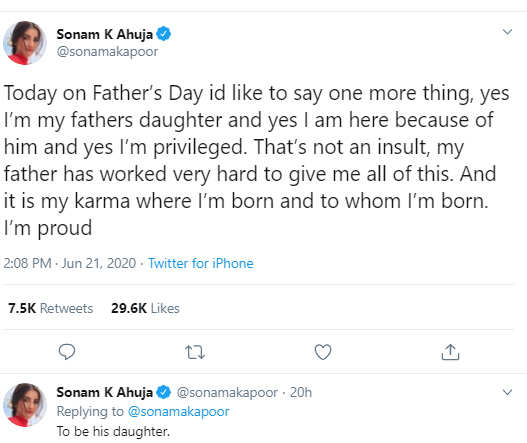 SONAM FATHER'S DAY POST