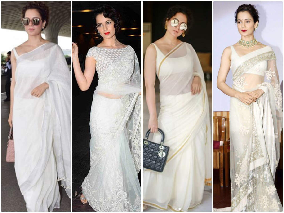 Kangana Ranaut white sarees