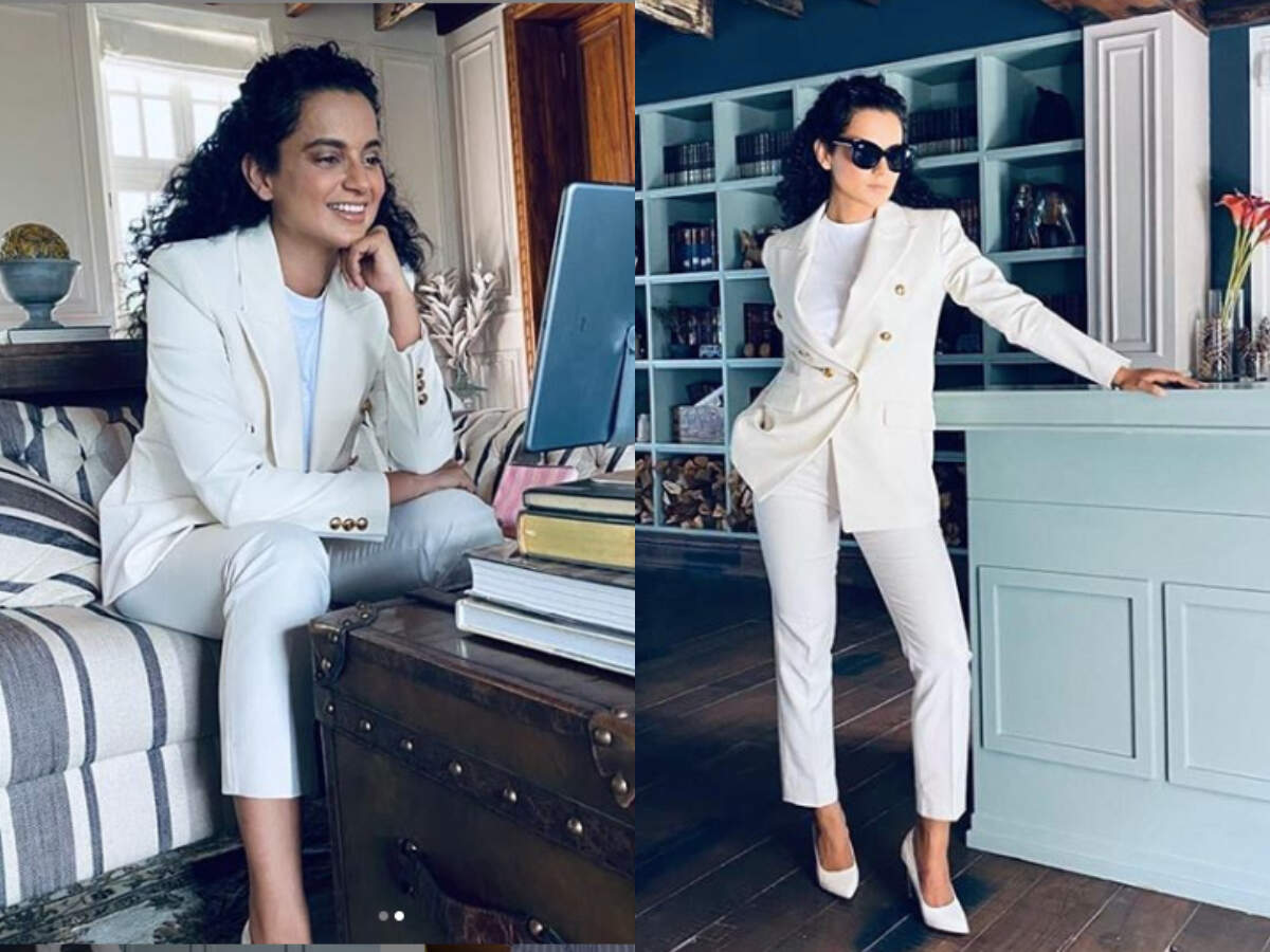 Kangana Ranaut white pantsuit