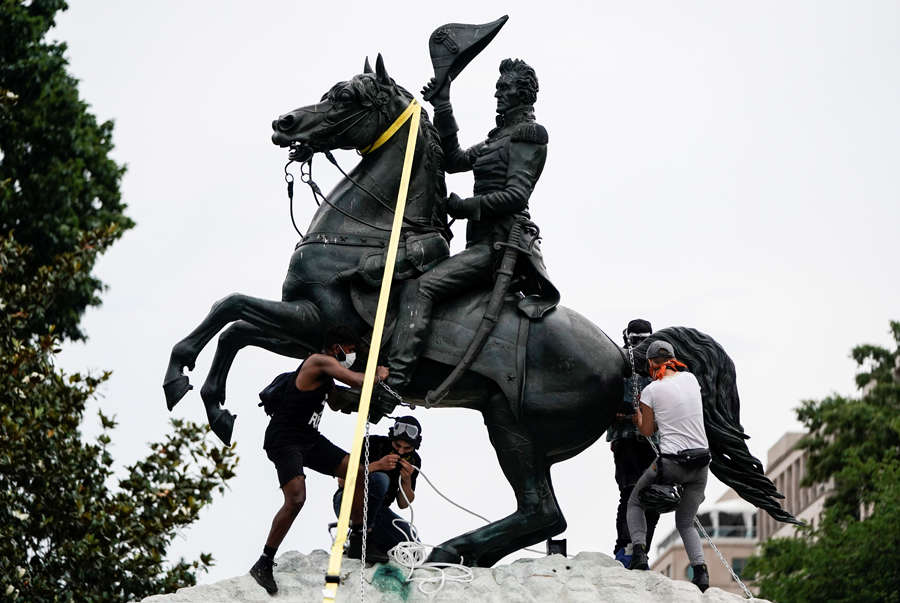 Protesters try to topple Andrew Jackson statue near White House