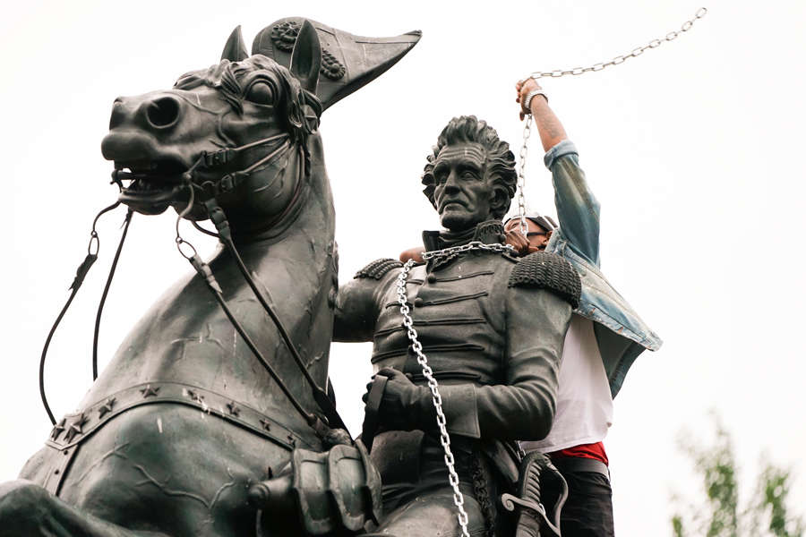 Protesters try to topple Andrew Jackson statue near White House