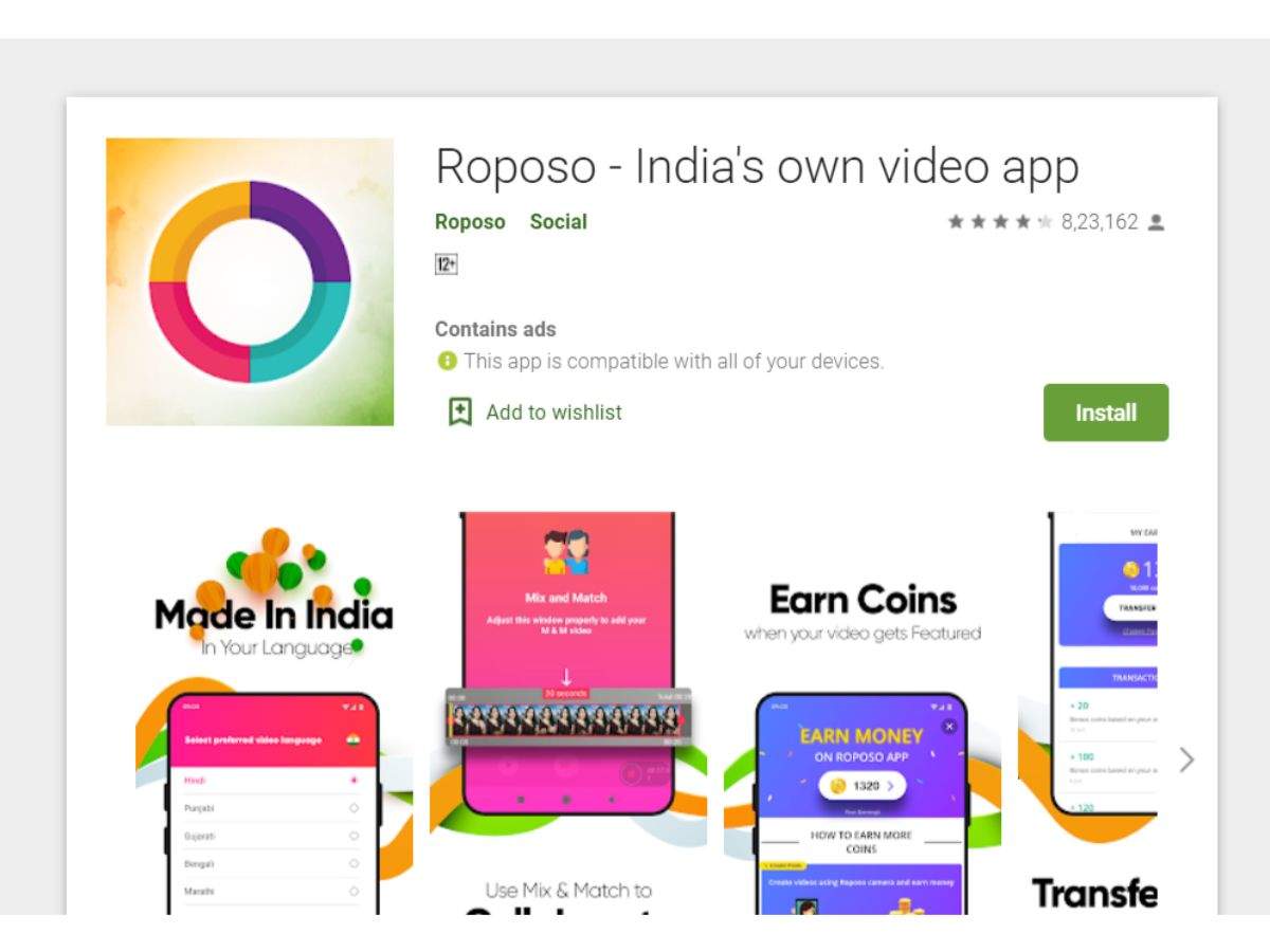 ​Roposo: Free, available on Android and iOS