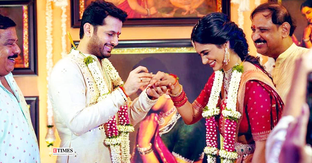 Candid pictures from actor Nithiin and fiance Shalini’s engagement celebration