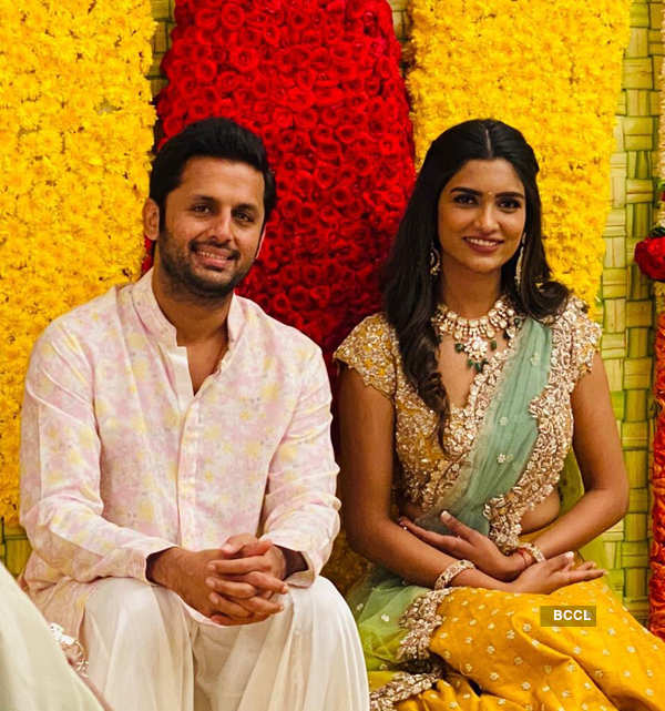 New pictures from Telugu actor Nithiin and girlfriend Shalini's private wedding ceremony