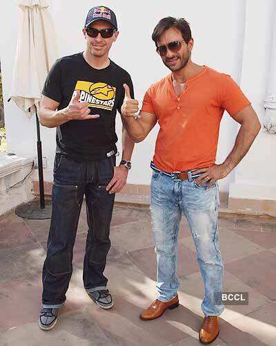 Saif with biker Chris Pfeiffer