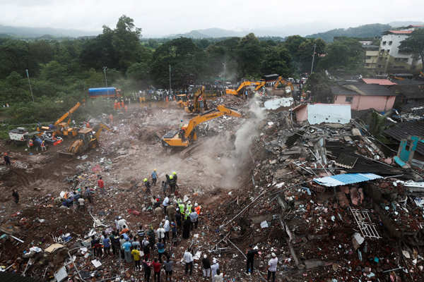 The building, which had around 45 flats, suddenly came crashing down ...