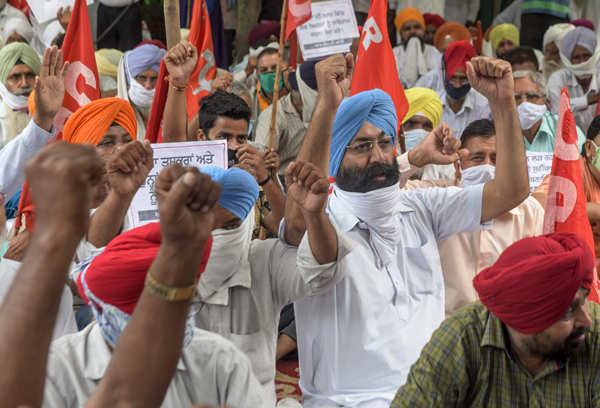 Farmers stage protest against privatisation of electricity board in Amritsar