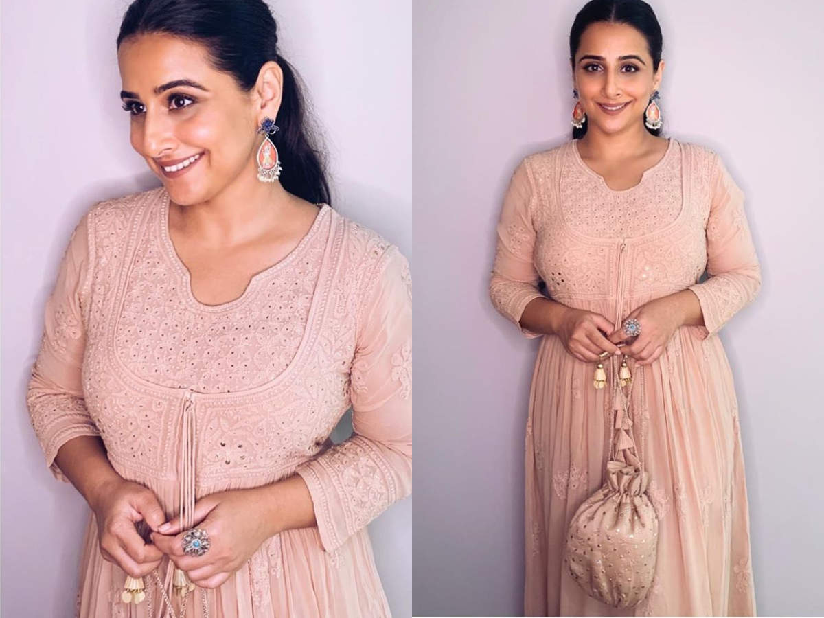Vidya Balans Nude Anarkali Is A Perfect Pick For Minimalistic Brides Times Of India