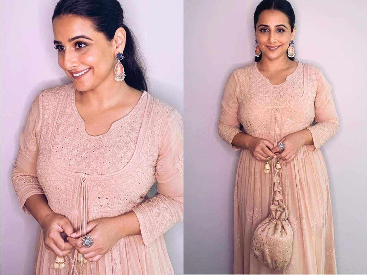 Vidya Balan S Nude Anarkali Is A Perfect Pick For Minimalistic Brides