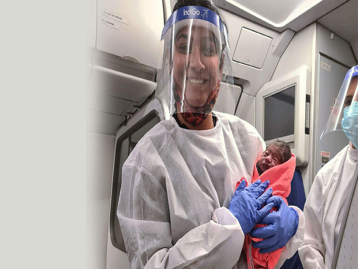 Baby born on Indigo's Delhi-Bengaluru flight with help of co-passengers and the crew Baby born on Indigo's Delhi-Bengaluru flight with help of co-passengers and the crew
