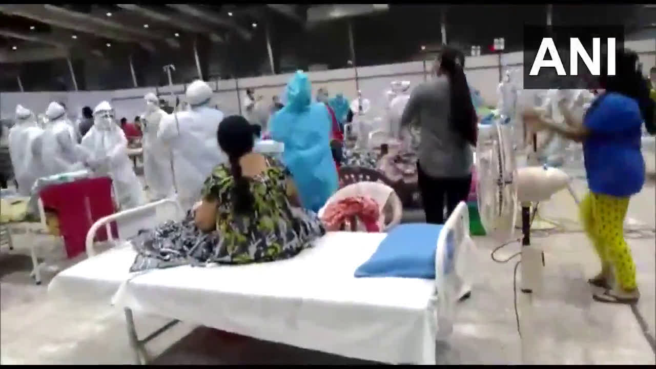 Patients perform 'Garba' with healthcare workers at NESCO COVID19 center in Mumbai