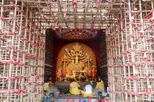 Devotees celebrate Durga Puja with COVID-19 safety protocols